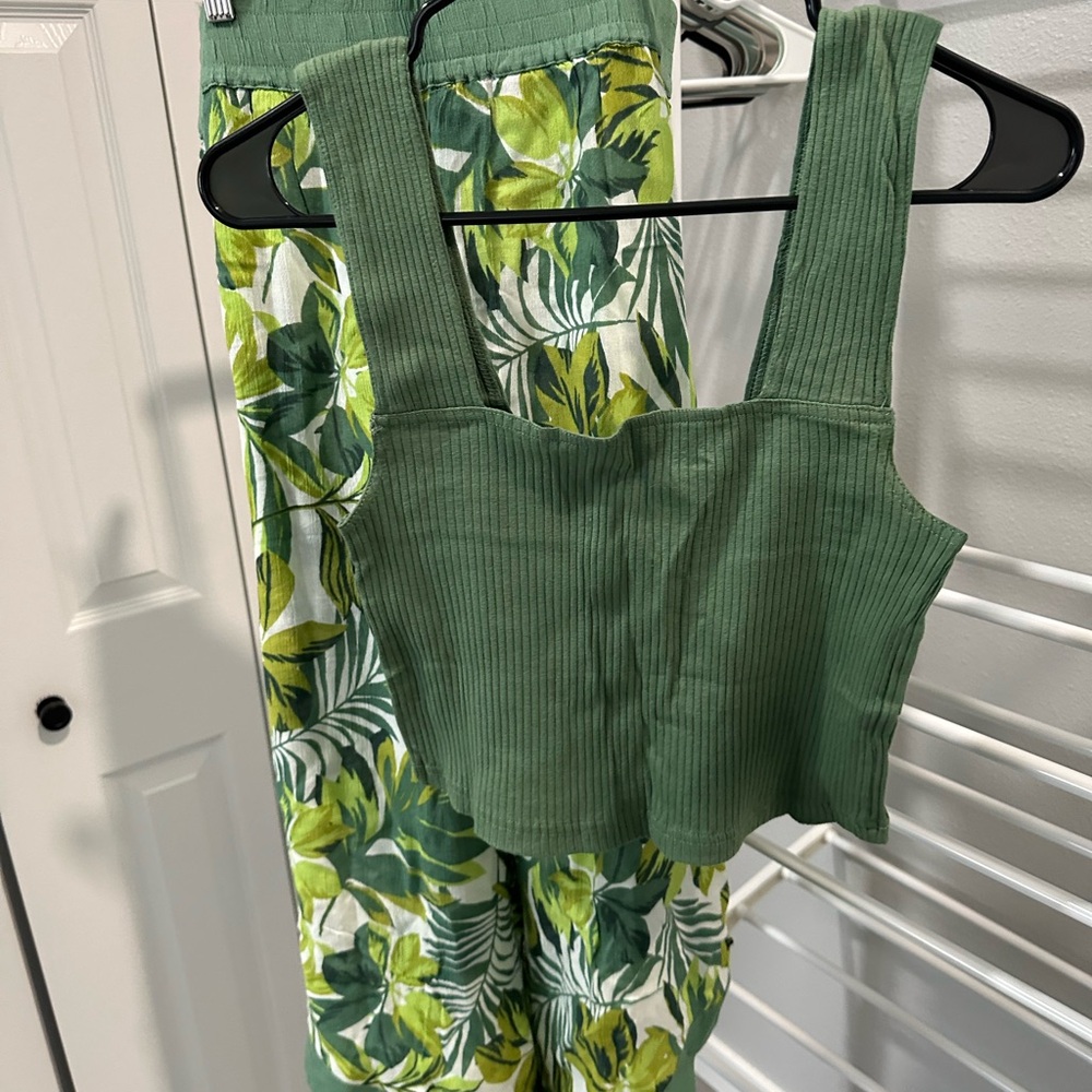 Adore Me Olive Ribbed Top and Pants Set